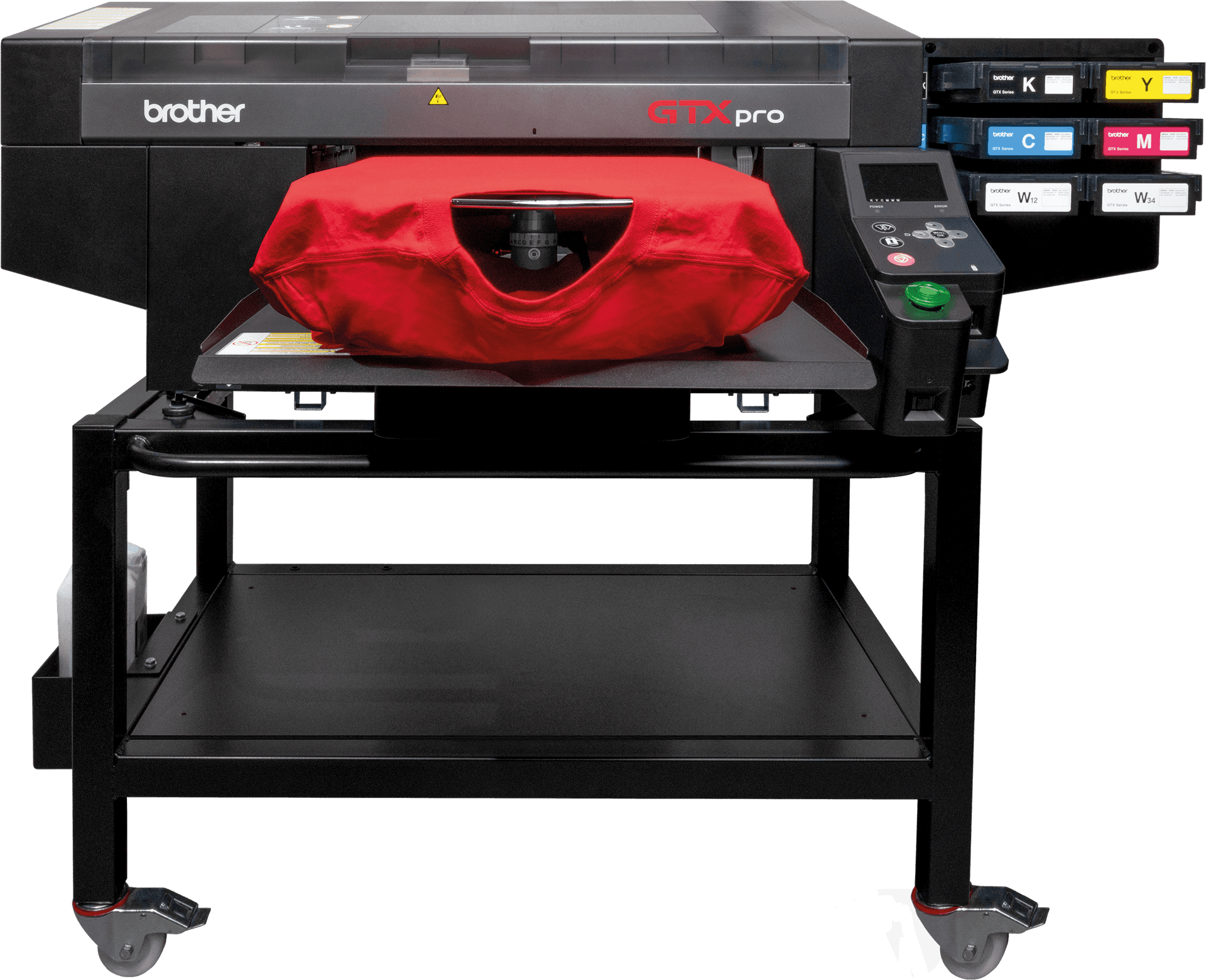 DTG printing machine printing full-color design on cotton t-shirt, Direct-to-garment printer in action creating custom apparel, Custom t-shirt being printed with DTG technology in Calgary shop